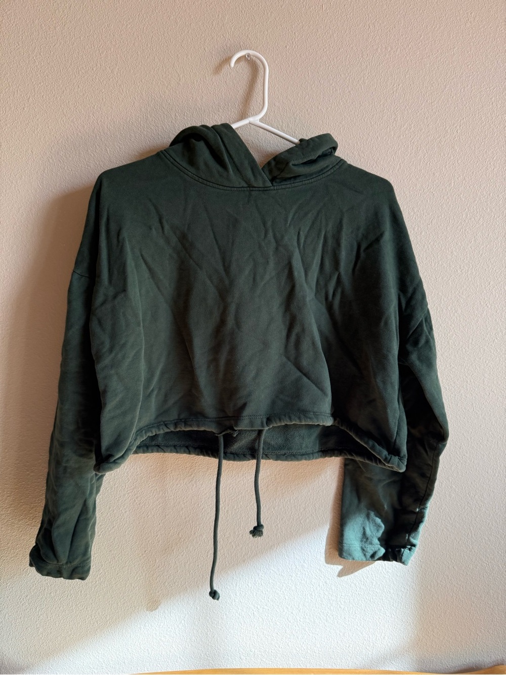 Zara Dark Green Cropped Hoodie Sweater